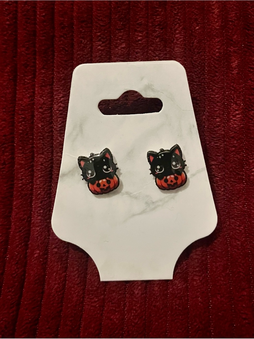 Black Cat Pumpkin Stud Earrings